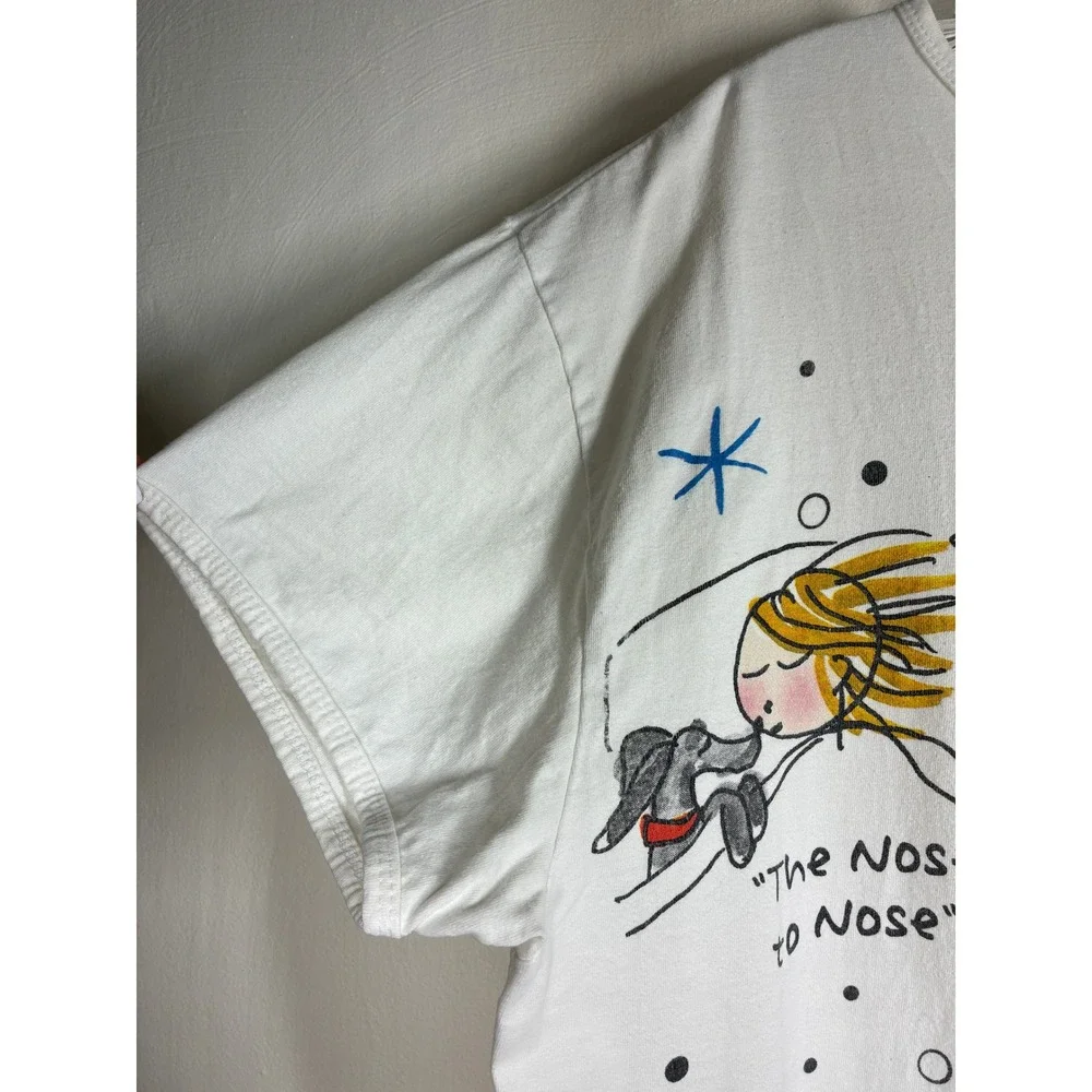 How To Sleep With A Dog Graphic Night Shirt White One Size Cotton Humor Puppy - Picture 4 of 10